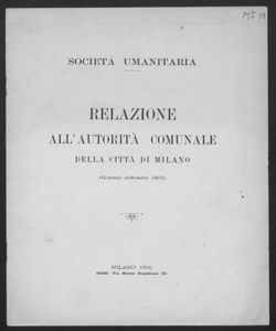 Relazione all'Autorità comunale della Città di Milano: gennaio-settembre 1902