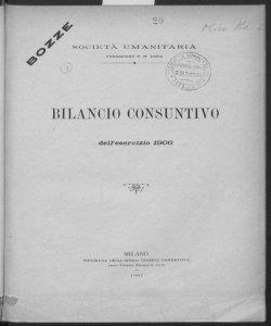 Bilancio consuntivo dell'esercizio 1906 / Società Umanitaria