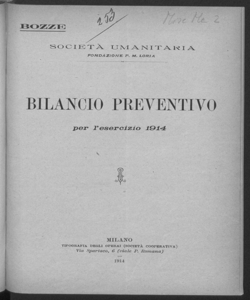 Bilancio preventivo per l'esercizio 1914 / Società Umanitaria