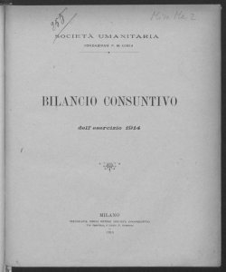 Bilancio consuntivo dell'esercizio 1914 / Società Umanitaria
