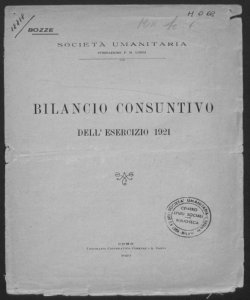 Bilancio consuntivo dell'esercizio 1921 / Società Umanitaria
