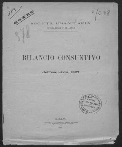 Bilancio consuntivo dell'esercizio 1922 / Società Umanitaria