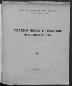 Relazione morale e finanziaria della Società nel 1924