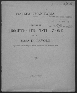 Progetto per l'istituzione di una Casa di Lavoro / Società Umanitaria, sezione 2.