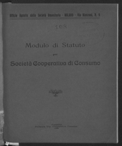 Modulo di statuto di società cooperativa di consumo