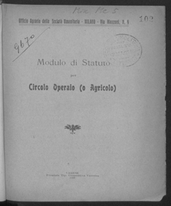 Modulo di statuto per circolo operaio (o agricolo)