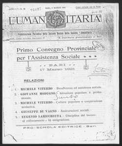 L'Umanitaria. Pubblicazione periodica della Sezione Barese della Società Umanitaria