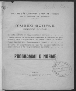 Museo Sociale: Sezione Scuole: Programmi e norme