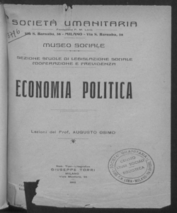 Economia politica / Lezioni del prof. A. OSIMO