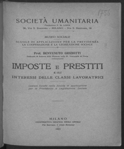 Imposte e prestiti e gli interessi delle classi lavoratrici lezioni tenute nella Scuola di applicazione per la previdenza e legislazione sociale Benvenuto Griziotti