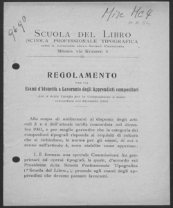 Regolamento per gli Esami d'idoneità a Lavorante degli Apprendisti compositori