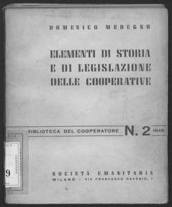 Elementi di storia e di legislazione delle cooperative