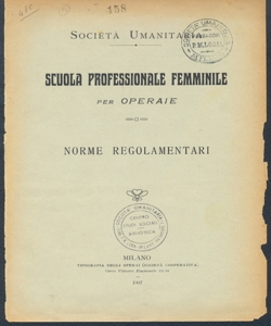 Scuola professionale femminile per operaie. Norme regolamentari