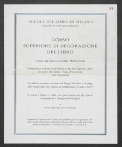 Scuola del Libro. Corso superiore di decorazione del libro. 