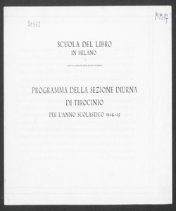 Scuola del Libro. Programma della sezione di tirocinio: anno scolastico 1924-25. 