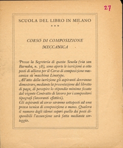 Scuola del Libro. Corso di composizione meccanica (1925) 