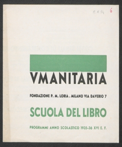 Scuola del Libro. Programmi anno scolastico 1935-1936, XVI E. F. 