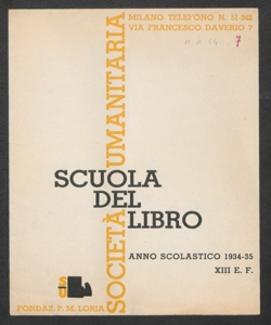 Scuola del Libro: anno scolastico 1934-1935, XIII E. F.: [Corsi serali di complemento per maestranze: Corsi speciali domenicali di perfezionamento: Corso di composizione meccanica su 