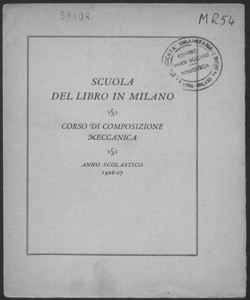 Scuola del Libro. Corso di composizione meccanica: anno scolastico 1926-1927. 