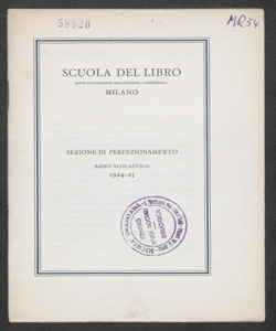 Scuola del Libro. Sezione di perfezionamento: anno scolastico 1924-1925. 