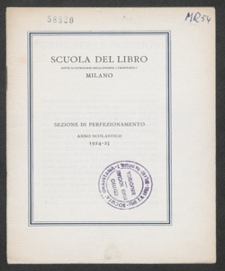 Scuola del Libro. Sezione di perfezionamento: anno scolastico 1924-1925. 