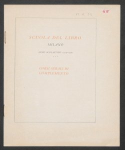 Scuola del Libro. Corsi serali di complemento: anno scolastico 1919-1920. 