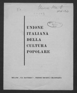 Unione Italiana della Cultura Popolare [Statuto]