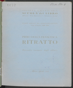 Scuola del Libro. Corsi serali di addestramento 1948-1949. Ritratto di Piero della Francesca, tricromia stampata dagli allievi