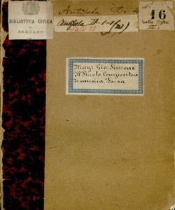 Il piccolo compositore di musica : farsa giocosa per musica in due atti da eseguirsi nell'accademia finale degli allievi delle lezioni caritatevoli di musica addetti alla Cappella della Basilica di Santa Maria Maggiore sotto la direzione della Congregazione di carità di Bergamo il giorno 13 Settembre 1811 [la musica è di varj celebri maestri]