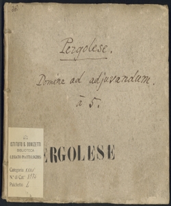 Domine ad adjuvandum | Con | Violini, Oboe, Trombe, e Viole | Del Sig.r Giovan Battista Pergolese