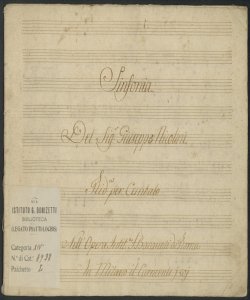 Sinfonia | Del Sig:r Giuseppe Nicolini | Rid.a per Cembalo | Nell'Opera Intit.a I Baccanali di Roma | In Milano il Carnevale 1801