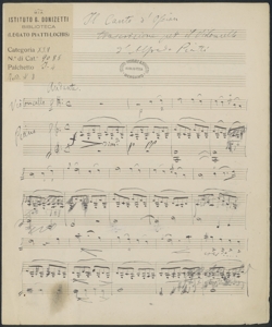 Il Canto d'Ossian trascrizione per il Violoncello / d'Alfredo Piatti