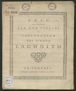 Trio per due violini e violoncello / del signor Lachnith