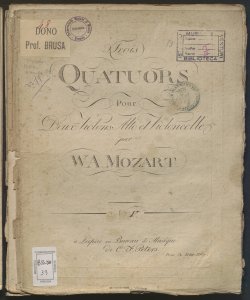 Trois Quatuors pour deux Violons, Alto et Violoncelle : N. 5. / par W. A. Mozart