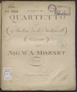 Fuga o sia Quartetto per 2 Violini, Viola e Violoncello : Op. 1 / composto dal Sig.r W. A. Mozart