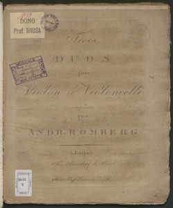 Trois Duos pour Violon et Violoncelle : Oeuvre 2. / par Andreas Romberg