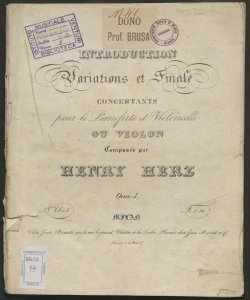 Introduction : Variations et finale concertants pour le pianoforte et violoncelle ou violon / Composés par Henri Herz