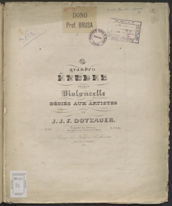 6 grandes études pour le violoncelle : Op. 168 / par J. J. F. Dotzauer