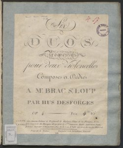 Six duos progressifs pour deux Violoncelles : Op. 4 / Composés par Hus-Desforges