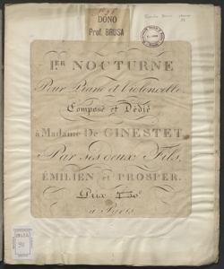 1.er nocturne pour piano et violoncelle / Composé par Emilien [De Ginestet] et Prosper [De Ginestet]