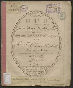 Trois duo pour deux Violoncelles : Oeuvre 6.me / par P. F. Olivier Aubert 