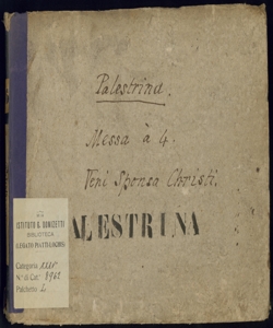 Messa Veni Sponsa Christi | A Quattro voci | Del Sig:r Giovanni Palestrina
