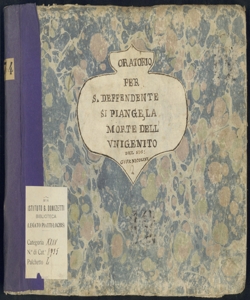 Oratorio per S. Deffendente | Si piange la morte dell'Unigenito | Cantata a tre Voci di Giuseppe Nicolini