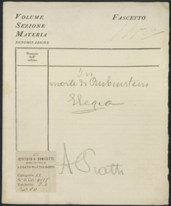 Elegia per due violoncelli sulla morte d'Antonio Rubinstein / d'Alfredo Piatti
