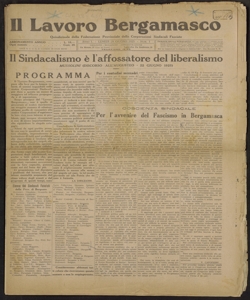 Il lavoro bergamasco : quindicinale della Federazione delle corporazioni sindacali fasciste