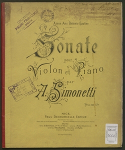 Sonate pour violon et piano / par A. Simonetti