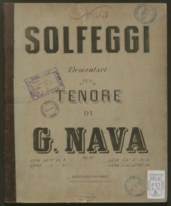 Solfeggi elementari per voce di tenore ad uso dei giovani principianti [...] : op.10 / Gaetano Nava