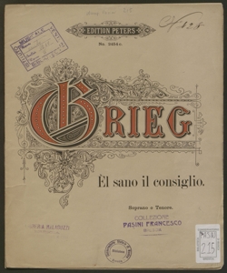 È sano il consiglio : melodia per canto con accompagnamento di pianoforte... / Edvard Grieg