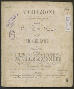 Variazioni sopra un tema favorito composte per forte piano ... / [di] Joseph Jelinek