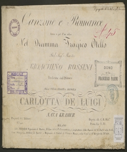 Assisa a piè d'un salice : canzone e romance nel dramma tragico Otello / del sig.r maestro Gioachino Rossini